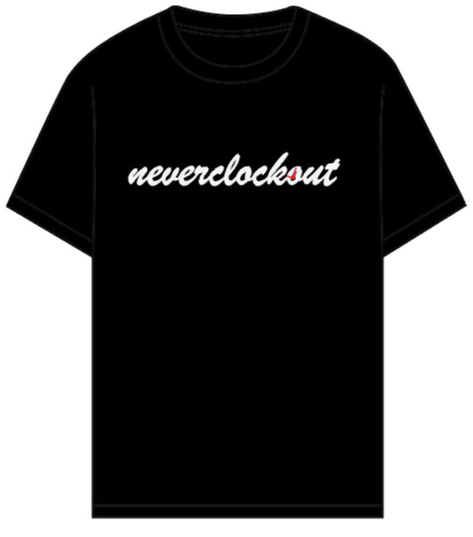 neverclockout logo shirt